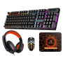 Jertech Combo 4 In 1 Keyboard Mouse Headset Mousepad CT4-01 EN Wired Gaming Mechanical Black