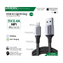 Ugreen Cable Mfi, Apple Certified Usb To Lightning 5V/2.4A - Nylon Braided & Aluminum Body 60162